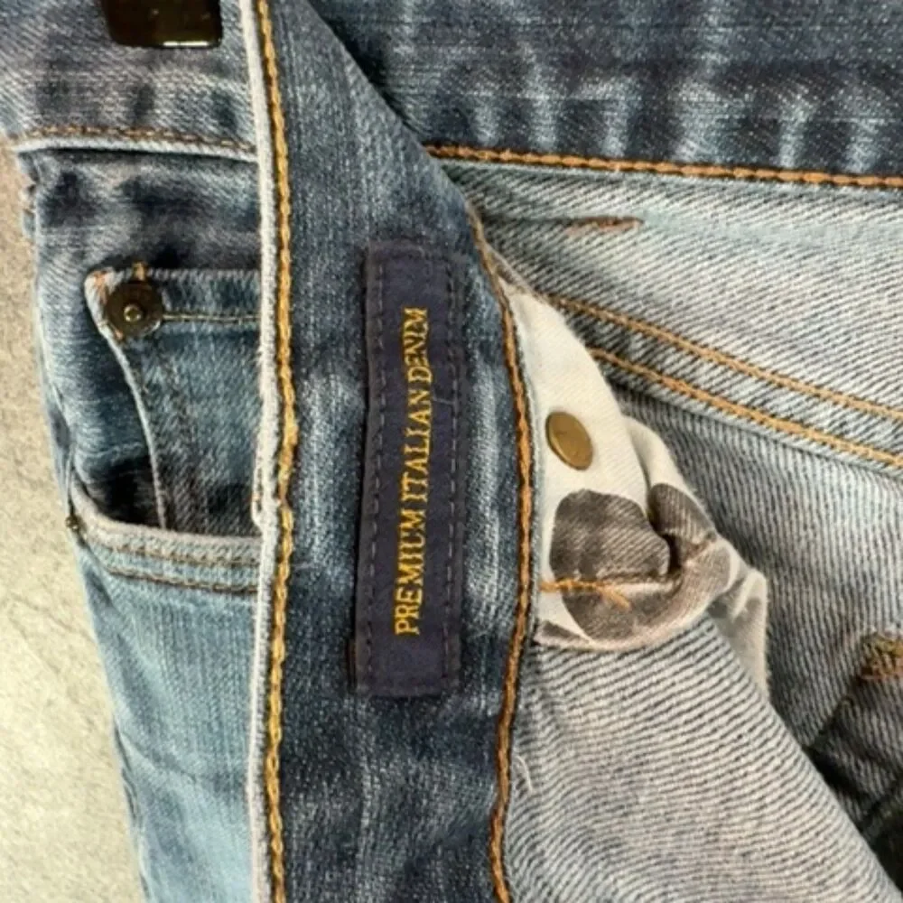 Lucky Brand Straight Leg Jeans 34x34 - Faded Whisker Wash Denim